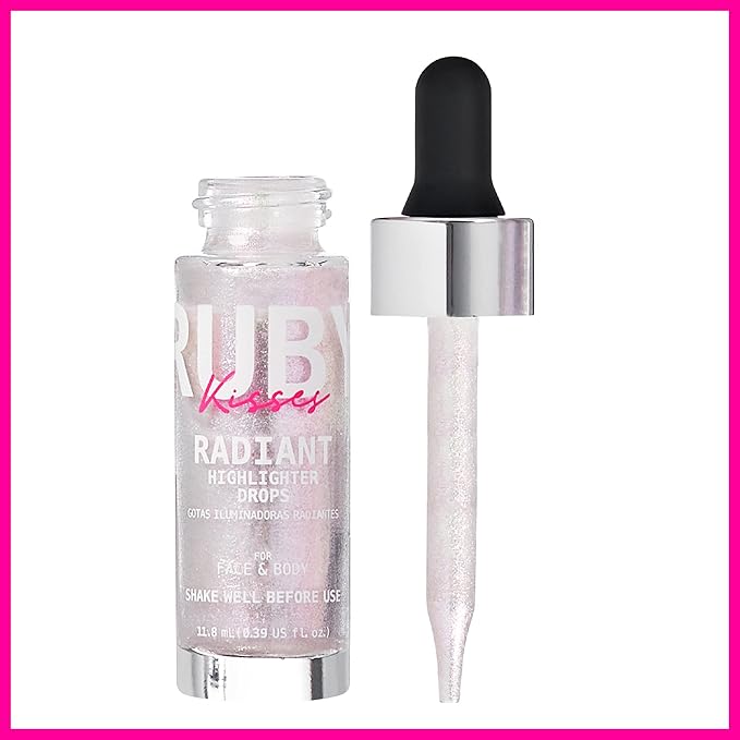 Ruby Kisses Radiant Drops, Shimmer Liquid Highlighter Makeup, Skin (UNICORN)