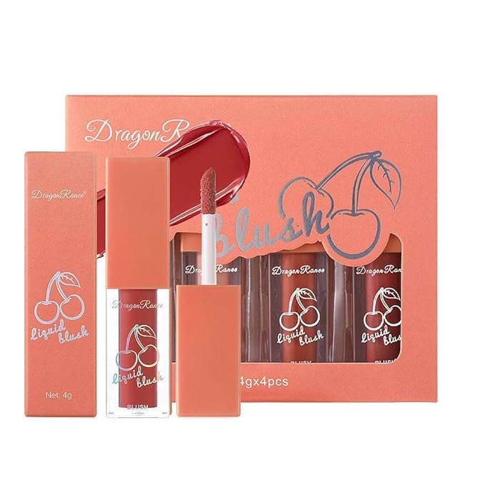 Liquid Blush 4Pcs Set Makeup for Cheeks Matte Finish Soft Cream, Flushed Cheeks, Vegan & Cruelty-free,Long-Wearing, Smudge Proof, Natural-Looking