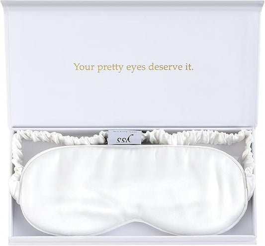 Silk Sleep Mask Light Blocking Luxury 100% Mulberry 19mm Silk Eye Mask Eye Cover Blindfold Ultra Soft Light & Comfy Anti Aging Skin Care with Travel Bag Gift Package