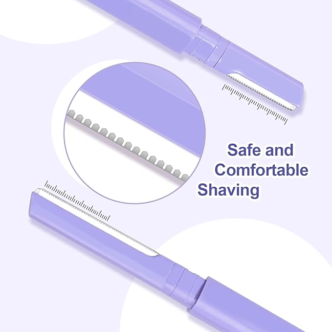 Dermaplane Razor for Women Face & Eyebrow - Dermaplaning Tool for Peach Fuzz Facial Hair Removal,High Precision Blade for Smooth Skin (Purple, 12 Count)