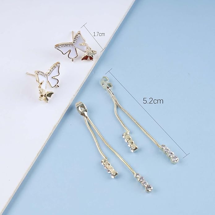 Vintage Crystal Butterfly Earrings Long Rhinestone Dangle Earrings Gold Chain Tassel Earrings Cz Butterfly Stud Earrings Jewelry for Women
