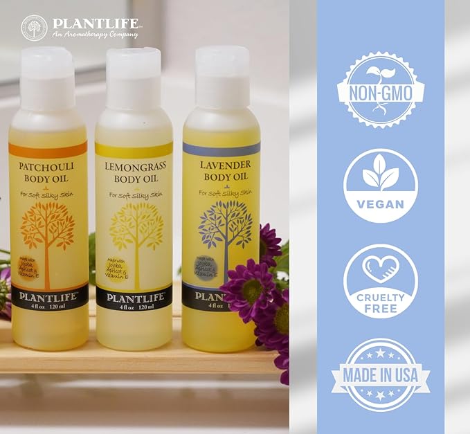 Plantlife Lavender Body Oil - Moisturizing Natural Body Oil for All Skin Types - Nourishing Dry Skin and Making It Feel Soft and Silky for Women & Men - Bath, Body & Massage Oil - 4oz