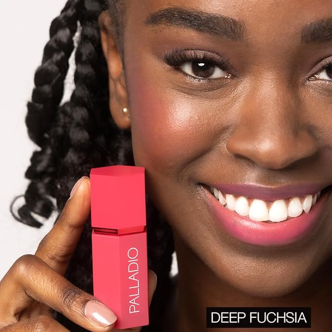 Palladio Liquid Blush for Cheeks & Lips 2-in-1 Makeup Face Blush, Weightless Cream Formula, Smudge Proof Long-Wearing Pigmented Blush, Natural Look Makeup Face Blushes, Dewy Finish, Deep Fuchsia
