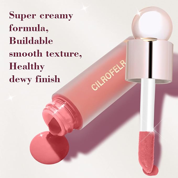Cilrofelr Dewy Liquid Blush, Soft Cream Liquid Blush Rosy Mauve)