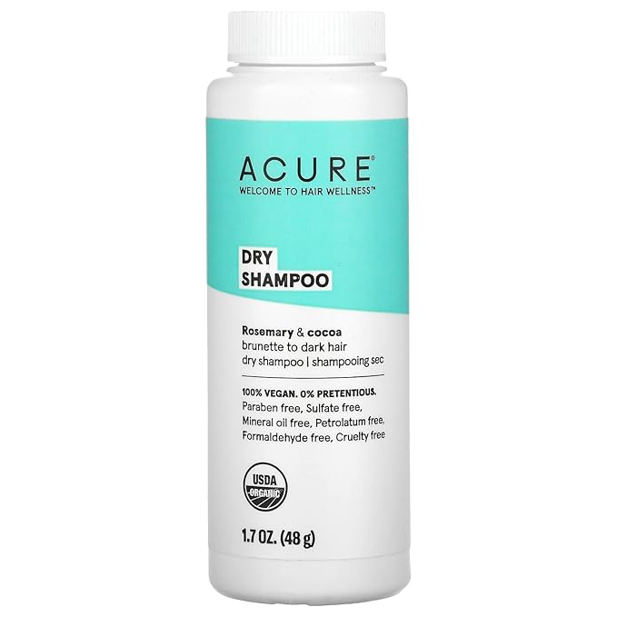 Acure Dry Shampoo - Brunette to Dark Hair - Powder Hair Care for Brunette - Refresh Treated Color Tinted Hair & Extend Cleansing with Cocoa & Rosemary Formula - 100% Vegan - 1.7 Oz (2 Pack)