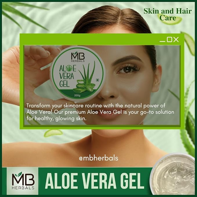 MB Herbals Aloe Vera Gel 7 oz (200 Gram) | Pure Aloe Vera Gel - No added Fragrance | For Moisturizing Skin and Scalp | Skin and Hair Care