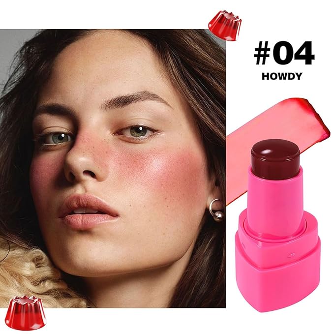 Cooling Water Jelly Tint Stick，Multi-Use Juicy Love Blush, 3-In-1cheek Blush & Eyeshadow & Lip Tinted Long-Lasting Moisture Stick，Bouncy Jelly Texture，Creates A Moist Watercolor Effect (#04, 0.32oz)