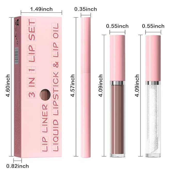 3-in-1Deep Purple Brown Matte Lip Stain Kit | Waterproof Lip Liner + Hydrating Matte Lip Gloss + Nourishing Lip Oil | Long Lasting Plumping to Create Perfect Lip Makeup.12#