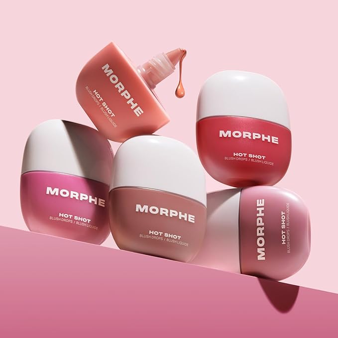 Morphe Hot Shot Blush Drops - Hydrating, Buildable Liquid Blush for Cheeks with Niacinamide and Antioxidants- Buildable, Waterweight Formula for a Natural Finish - That Girl (0.5 Fl Oz)