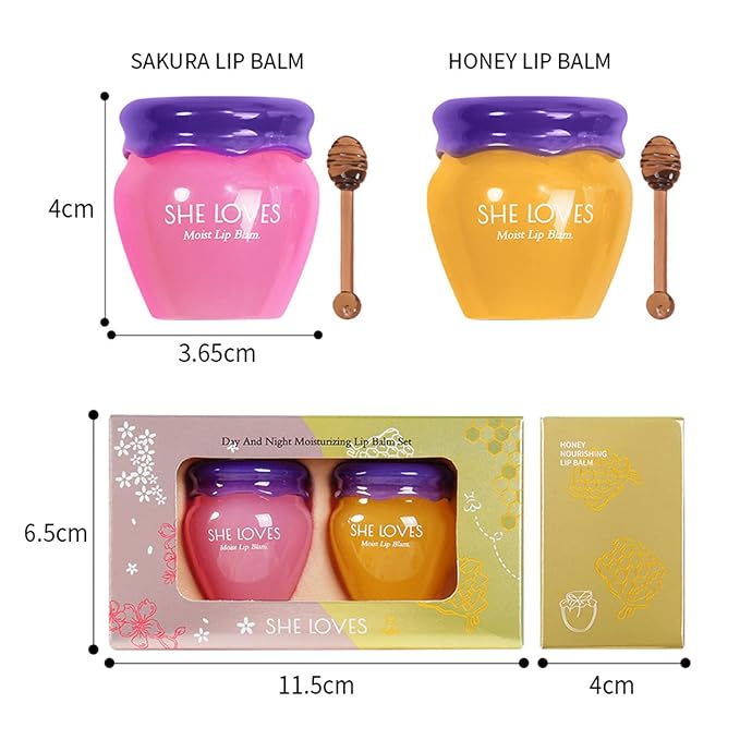 2PCS Honey Pot Lip Balm, Lip Sleeping