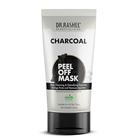 DR.RASHEL Charcoal Peel Off Mask For Men & Women Fights Pollution & Dirt Removes Impurities & Acne Deeply Detoxifies Skin Pack Of 1-120ml / 4.05 Fl Oz