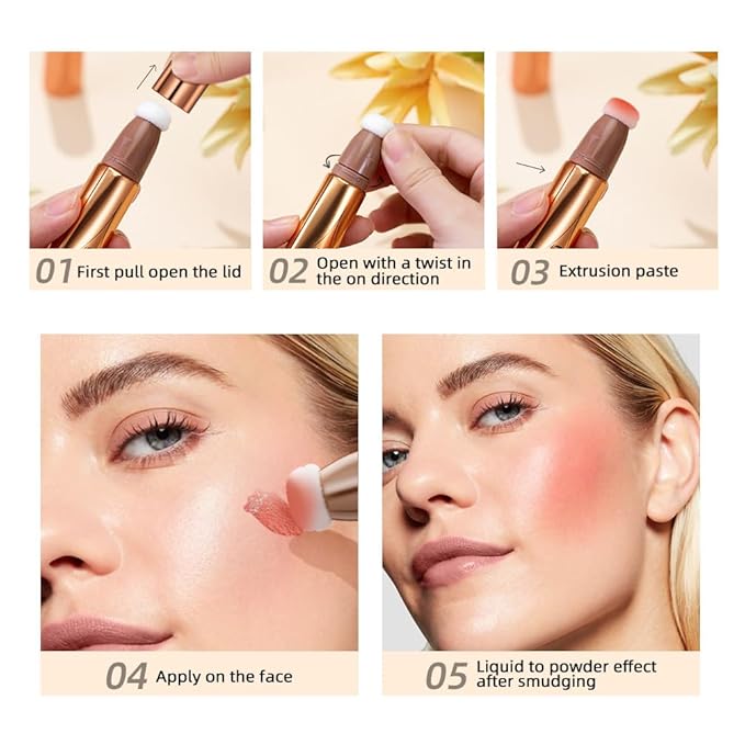 2 in 1 Multifunctional Makeup Pen, Contour Blush Highlighter, Pearl Fine Shine, Matte Natural Brighten Face Makeup (5, 1)