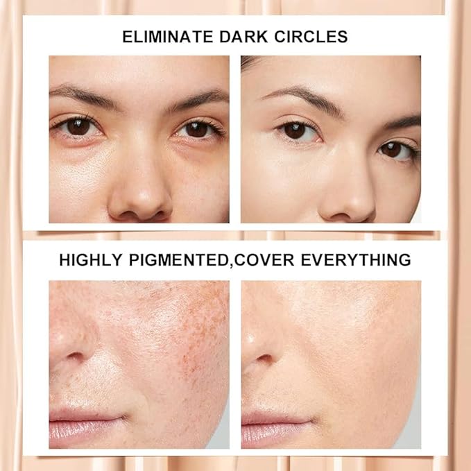 Kaely 2Pcs Hydrating Concealer Wand,Full Coverage Liquid under Eye Concealer,Long Lasting Waterproof Primer Makeup for Dark Circles and Puffiness Trouble Spots Redness,Eye Ring corrector de ojeras 03