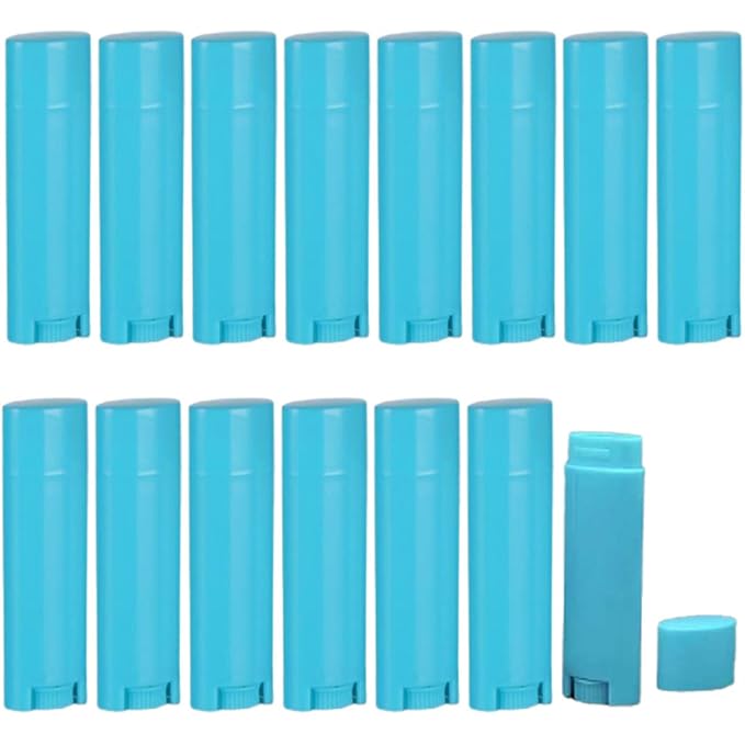 5ml 25Pcs Empty Oval Deodorant Lip balm Tubes Containers Twist-up Refillable Containers for Lipstick,Chapstick,Homemade Lip balm,DIY Deodorants(Sky Blue)