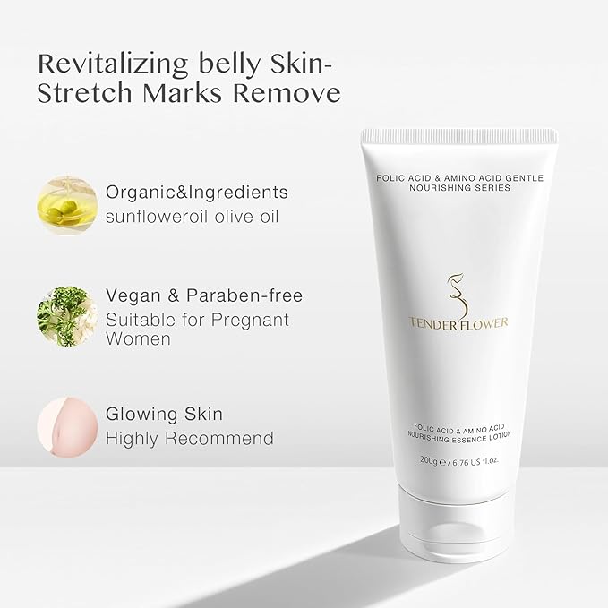 Body Lotion with Folic Acid,Stretch marks cream,Hyaluronic acid body lotion,Shea butter,Skin Firms, Smooth, unscented cream,sensitive skin, Moisturizing Dry Skin (6.7oz)