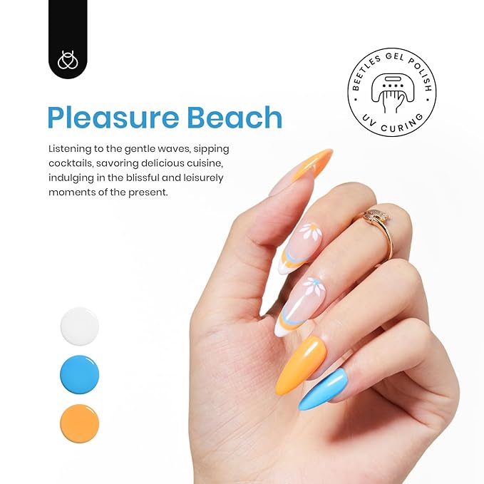 beetles Gel Polish Set, 6 Colors Yellow White Orange Blue Gel Polish Kit, Glitter Green Nail Polish Soak Off Nail Lamp Nail Art Manicure Kit, DIY Home Salon Gifts for Women