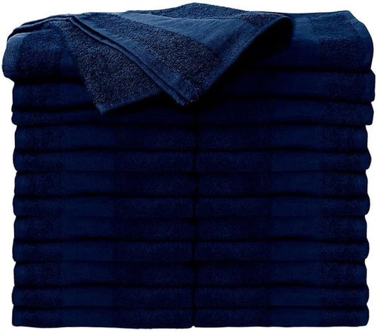 ForPro Professional Collection Premium Bleach Tough Salon Towels, 100% Cotton, Bleach-Proof, Stain Resistant & Color Safe Towels for Salons, Spas, Gyms & Home, 16” W x 27” L, Navy Blue
