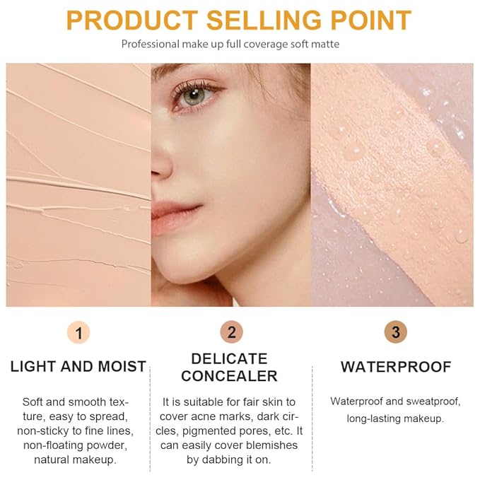 Kaely Pot Concealer Full Coverage Set,under Eye Brightener Concealer for Conceals Dark Circles,Waterproof Foundation Face Makeup Brush Kit,Color Correcting Concealer,Eye Ring corrector de ojeras 02