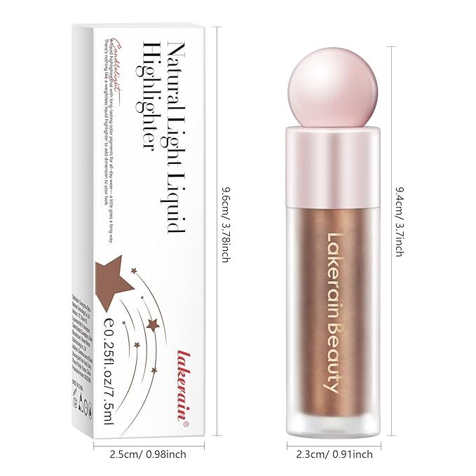 Liquid Highlighter Makeup, Natural Silky Shimmer Finish Liquid Face Highlighter, Highly Pigmented, Lightweight, Blendable, Soft Cream Highlighter For Face (#04 Bronze Gold Shimmer)