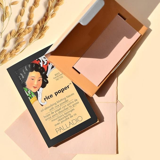 Palladio Rice Paper Facial Tissues for Oily Skin, Face Blotting Sheets Made from Natural Rice, Oil Absorbing Paper with Rice Powder, 2 Sided, Instant Results, Translucent, 40 Count, Pack of 6