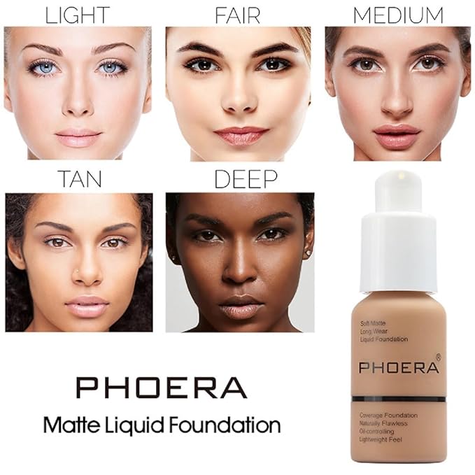2 Pack PHOERA Foundation 104 Buff Beige Makeup,Full