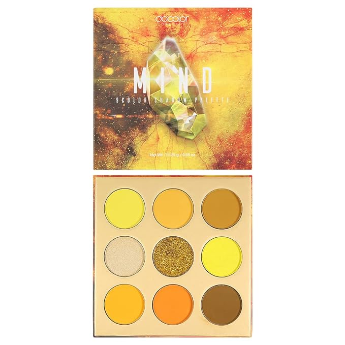 docolor Eyeshadow Palette 9Colors Yellow Eyeshadow Gemstone Shadow Palettes Highly Pigmented Mattes Shimmers Smokey Glitter Cream Colorful Powder Blendable Long Lasting Waterproof Makeup Palette