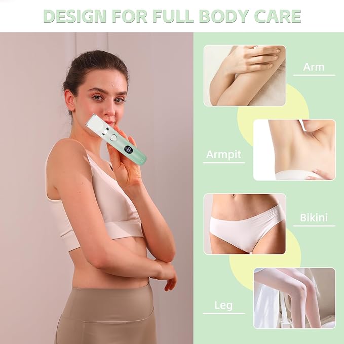 3-in-1 Painless Bikini Trimmer for Women - Electric Pubic Hair Shaver with Ceramic Blade, Wet/Dry USB Razor for Underarm/Leg/Body, Rechargeable Ladies Grooming Kit