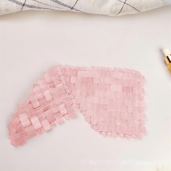 Rose Quartz Eye Mask, Jade Eye Mask 100% Natural Crystal Eye Mask, Reusable Gemstone Eye Mask Eliminate Wrinkles Puffiness Headache and Migraine Relief Hot or Cold Using
