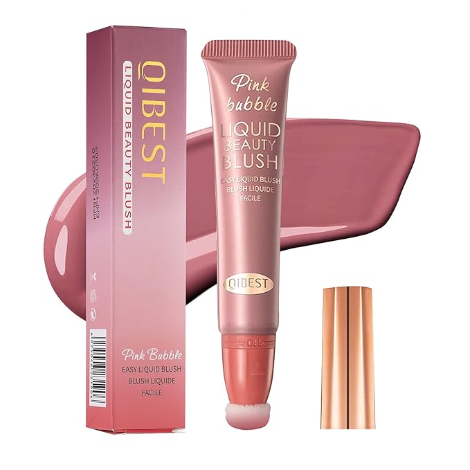 Liquid Blush Beauty Wand Matte Cream Blush Stick with Soft Cushion Applicator For Natural Cheek Tint Blendable Lightweight Long Lasting Dewy Finish makeup blush for Face(03 Plum Wine)