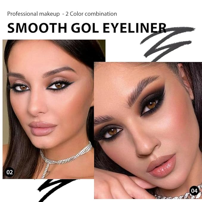 Kaely 2Pcs Black Gray Gel Eyeliner Pencil,Natural Cream Eye Liner Waterproof Smudge Proof,Cat Eye Black Smokey Eyeshadow Palette Stick Crayon,Goth Halloween Makeup,delineador de ojos contra el agua