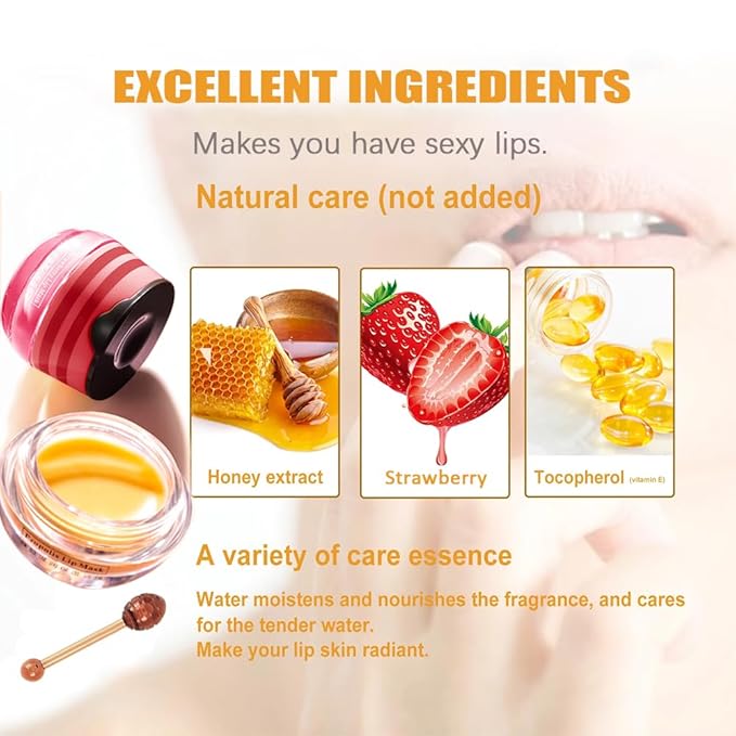 Bee Lip Balm Honey Pot,Strawberry &