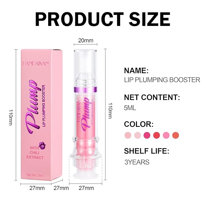 6 Colors Lip Plumper, Hydrating & Smooth Lip Wrinkles, Enhancing Plump Effect for Fuller Lips High Shine Lip Glaze Long Lasting Nourishing Lip Plumper for Women Girls (# 02)
