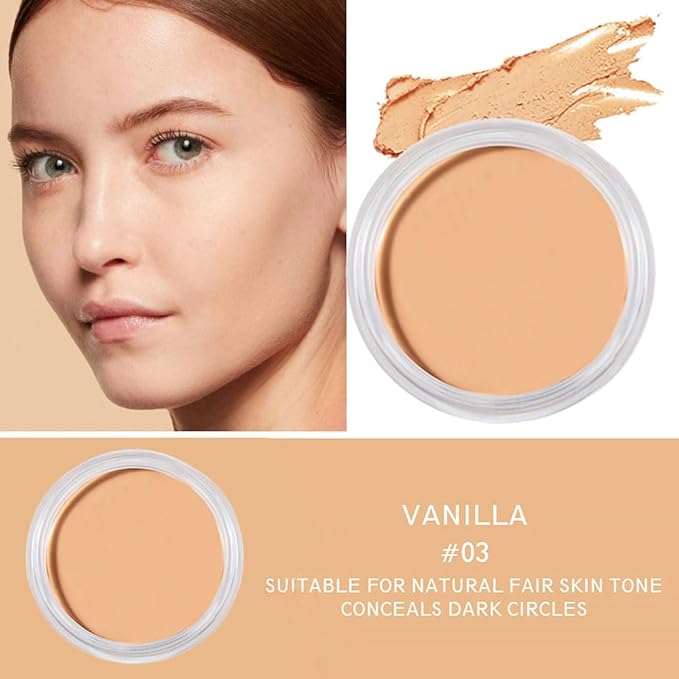 Kaely Cream Pot Concealer Full Coverage Set,Conceal Brighten Dark Circles,under Eye Brightener Color Correcting Concealer,Waterproof Foundation Palette with Brush,corrector de ojeras,Vegan Makeup,03