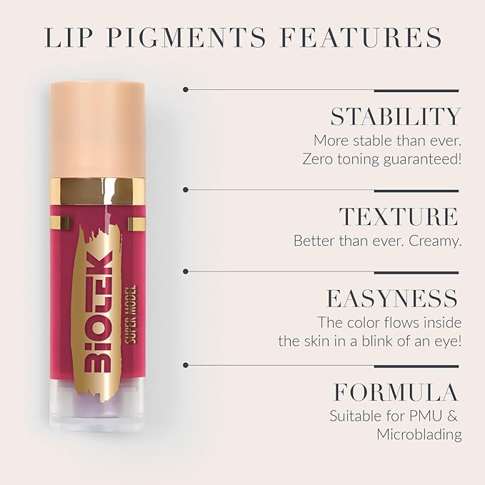 Biotek Lip Pigment for Permanent Makeup - Raspberry Color for Lip - Made in Italy - Supermodel 0,61 fl.oz.