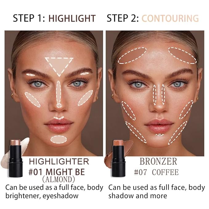 evpct 2Pcs Cream Contour Foundation Stick for Neutral