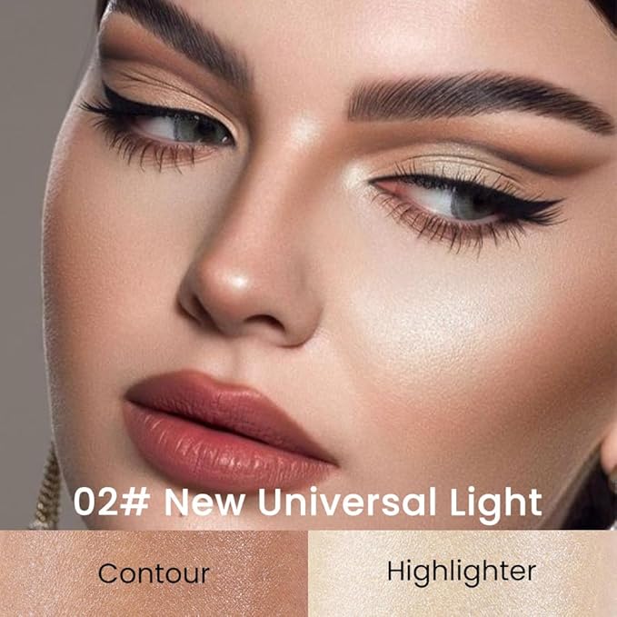 Kaely 2in1 Cream Bronzer Highlighter Stick,Face Shaping Contouring Shades Makeup,02