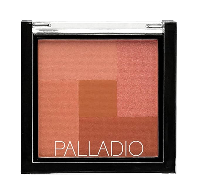 Palladio 2-In-1 Mosaic Blush and Bronzer, Silky Smooth Face Makeup Pressed Powder, Five Color Hues from Shimmering Pinks to Golden Browns, Rich Pigmented Shades, Flawless Finish, Desert Rose, 0.3 Oz