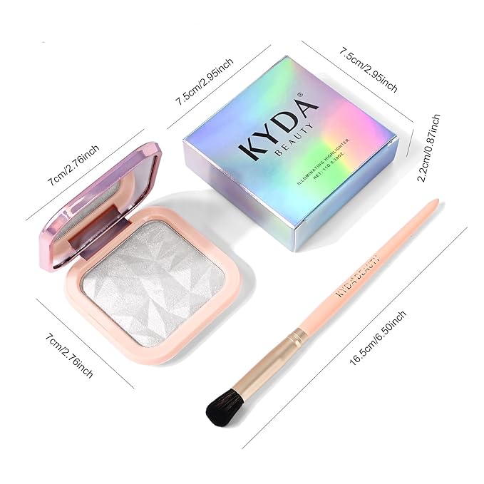 KYDA Face Highlighter Palette, High Glossy Face Illuminator Highlighter Makeup-PEARL