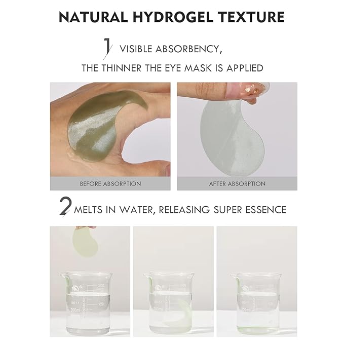 Under Eye Patches for Puffy Eyes, Dark Circles and Wrinkles, 60 Pcs Eye Masks with Rose, Snail and Green Tea Extract to Refresh Your Eye Skin (Green Tea Extract)