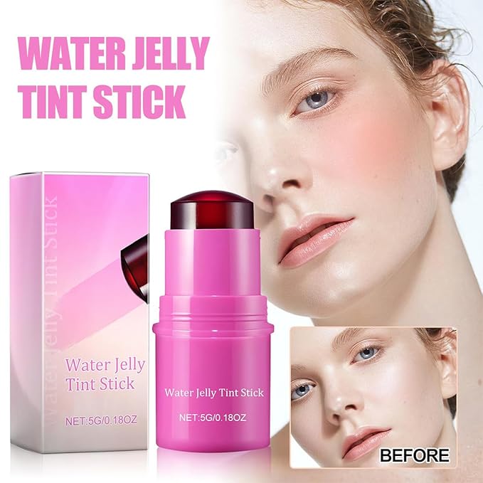 Milk Cooling Water Jelly Tint Blush Stick Face Makeup, Sheer Lip & Cheek Stain, Buildable Watercolor Finish,Vegan, Cruelty Free - 0.18 fl oz (BERRY)