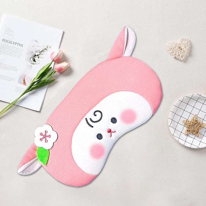 PERFECTSIGHT Sheep Sleep Eye Masks, Cute Plush Sleep Eye Cover Lightweight Adjustable Eyeshade Faux Fur Mask Cover for Women Men Sleep Travel Nap (Pink Sheep)