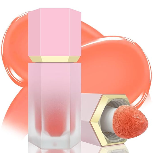 Liquid Blush for Cheeks, Soft Cream Blush with CHEERY-Peachy Pink