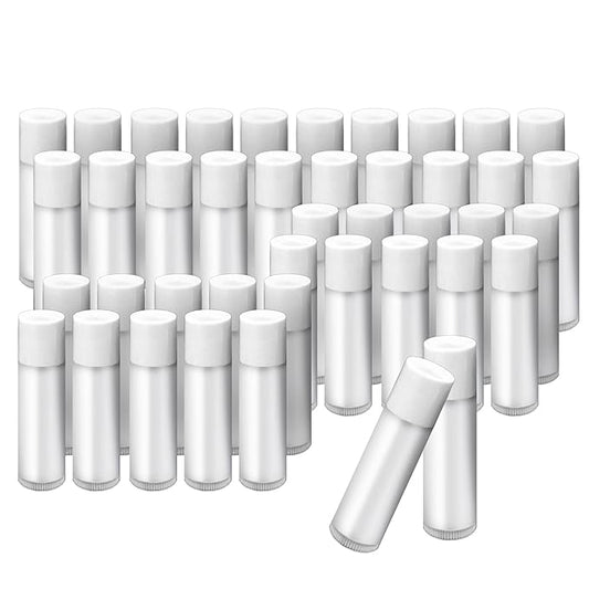 1st Choice 50 Lip Balm Empty Container Tubes 3/16 Oz (5.5ml), Natural White Color