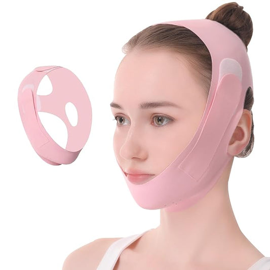 Chin Strap for Sleeping, Soft Silicone Double Chin Reducer Mask, Reusable Double Chin Lifting Mask for Face Firming & V Line Contouring, Adjustable Chin Strap for Women