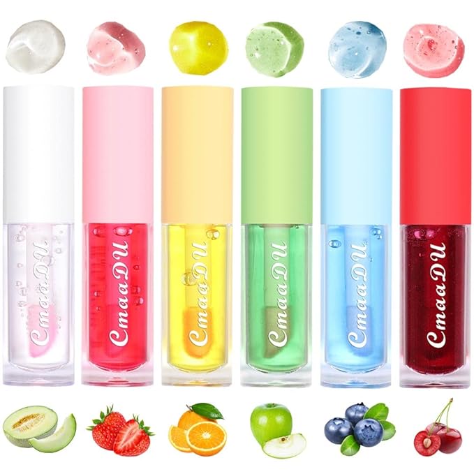 6Pcs Hydrating Lip Oil Set,Fruity Color