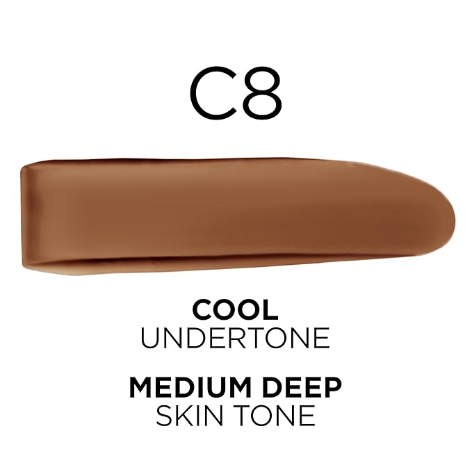 L'Oreal Paris True Match Super-Blendable Foundation, Medium Coverage Liquid Foundation Makeup, C8, Medium Deep, 1 Fl Oz