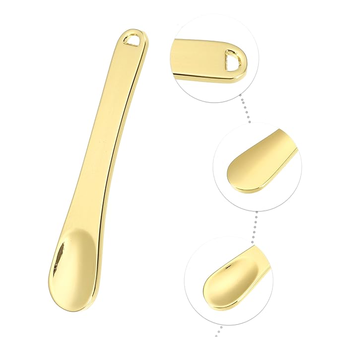 VOCOSTE 4 Pcs Makeup Spatula Mini Spoon, Eye Cream Massage Sticks Beauty Scoop, for Facial Cosmetic Face Cream, Zinc Alloy 2.32"x0.46", Gold Tone