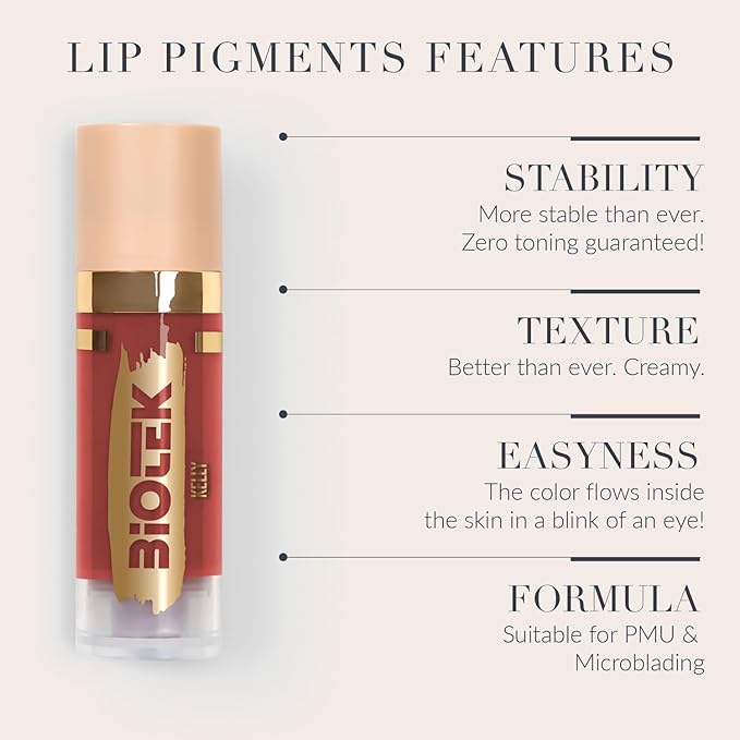 Biotek Lip Pigment for Permanent Makeup - Brick Red Color for Lip - Made in Italy - Kelly 0,61 fl.oz.