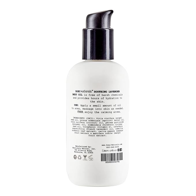 Zoey Naturals - Soothing Lavender Body Oil for Kids and Babies, Calming, Moisturizing, Hydrating, Made in USA