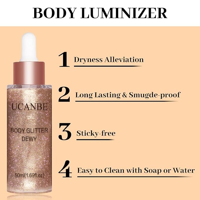 UCANBE Hydrating Body Glitter Dewy Highlighter Makeup Luminizer - 03)